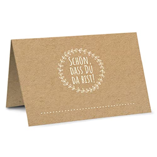 Partycards Tarjetas de mesa de cumpleaños y bodas, tarjetas de lugar de cumpleaños y bodas, formato DIN A7, 50 unidades, diseño de corona de flores, placa para el nombre, comunión y confirmación,