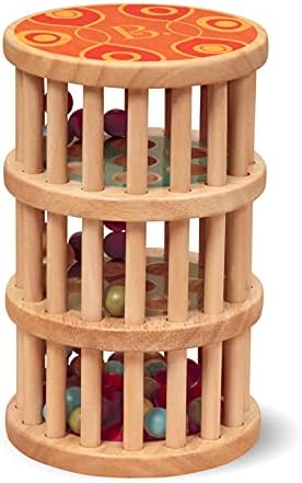 B. toys by Battat B. A-Maze Rain Rush Dexterity Toy – Classic Baby Rainmaker Toy – Development Natural Wooden Toys for Toddlers