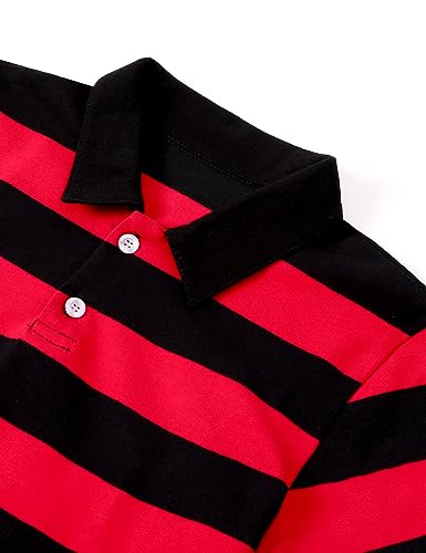 Image of COSLAND Boys' Striped Polo Shirt, Cotton Short Sleeve Shirt, X-Small-Large