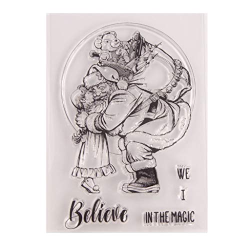 JERKKY Timbro in Silicone Trasparente, Babbo Natale Ragazza Timbro in Silicone Trasparente Timbro Scrapbooking Carta Fotografica Goffrata