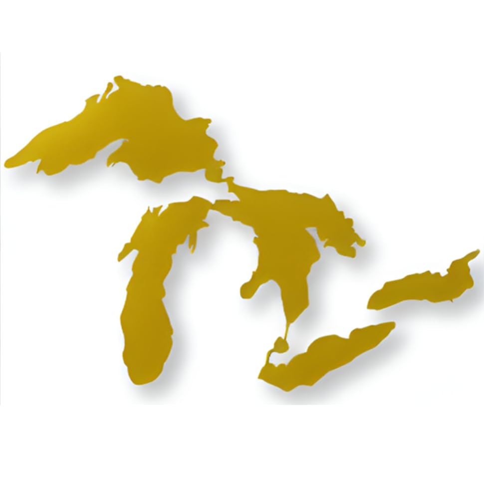 Image of Great Lakes Sticker Michigan Car Decal Premium Heavy-Duty Waterproof Vinyl for Bumpers, Windows, Laptops, Water Bottles or Coolers (Gold, 4.75 inch Wide)