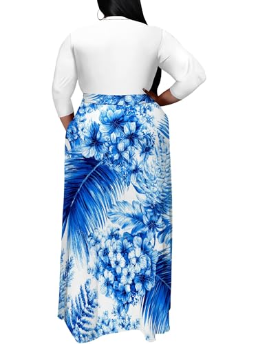 Image of SUZONANA Women's Plus Size Maxi Dresses Casual Loose Short Sleeve Long Maxi Dress with Belt Wedding