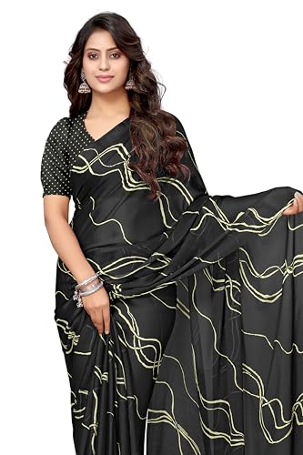 Image of MIRCHI FASHION Saree for Woman Chiffon Georgette Geometric Printed | Lightweight Farewell and Women's Office Sari with Blouse Piece