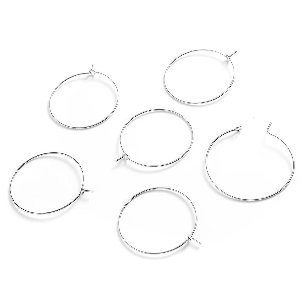 50pcs Stainless Steel Earrings Big Circle Gold Silver Plated Hoops Ear Wire Hoops for DIY Jewelry Findings Making 20 25 30 35mm