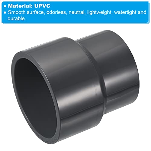PATIKIL PVC Reducer Pipe Fitting 3.5x3 Inch Socket, Straight Coupling Adapter Connector, Grey, 3.5x3" - Image 4