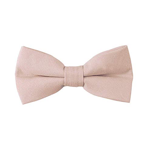 Blush BEIGE Pink ADULT Bowties Cotton Bow Ties For MEN Linen Bow Tie | Wedding Ties for Groomsmen (Blush Beige BOWTIE)