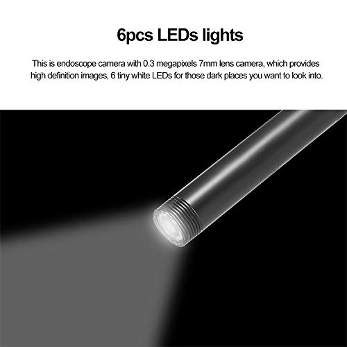 DECDEAL Câmera de endoscópio sem fio WiFi Inspeção por endoscópio 7mm 2.0MP HD Câmera de cobra de in