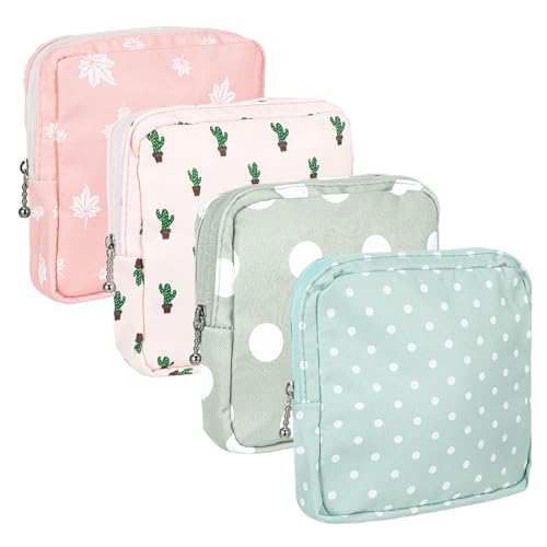 Image of Sanitary Napkin Storage Bag, 4 Pcs Period Bag for Women Portable Period Pouch Small Discreet Menstrual Pad Bags Cute Feminine Pads Period-Kits Menstrual Cup Pouches Tampon Holder for Purse