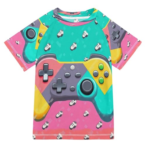 Kids Swimsuit Video Game Colorful Play Sunscreen T-Shirts Swimwear Sets UPF 50+