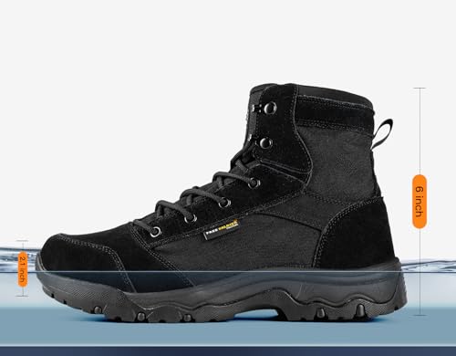 FREE SOLDIER Men's Tactical Hiking Boots 6 Inches Lightweight Breathable Work Boots Military Desert Boots(Black 10)2