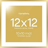 Homeforia Portarretratos dorado de 12 x 12 pulgadas,