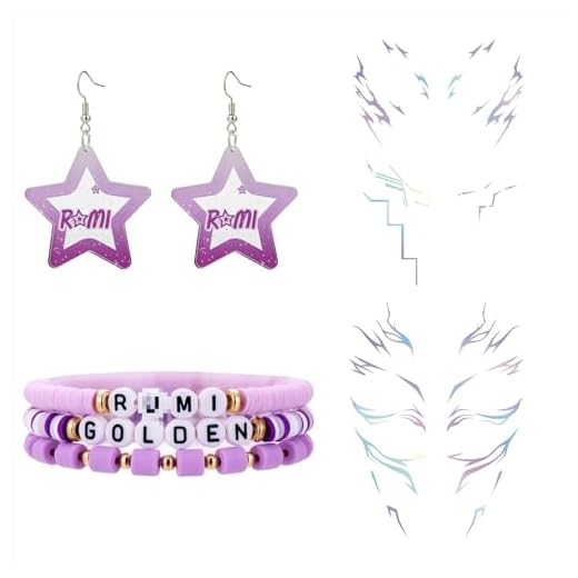 vavkvr Kpop Demon Merch Set Includes Earring Bracelets, Tattoo, K pop Concert Outfit Accessories Gifts for Teens Fans Women Men (Style-RM)