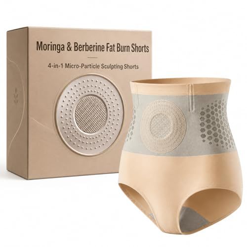 VACSPACE Moringa and Berberine Fat Burn Shorts Moringa & Berberine 4-in-1 Micro-Particle Sculpting & Fat-Burn Shorts (US Alpha Large Regular Regular Beige)