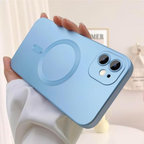 Image of DIZORO Magnetic Case for iPhone 12 Cover [Compatible with MagSafe][Built-in Camera Lens Protector] Slim Soft Silicone Bumper Shockproof Metallic Luster Back Cover Phone Cases (Sierra)