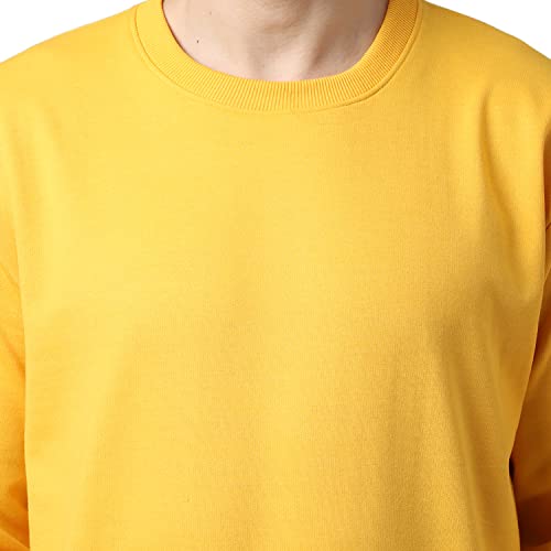 Image of BZR-Men's Fleece Round Neck Regular Sweatshirt (Sw Rrn Black 01-L Black L)(1903)