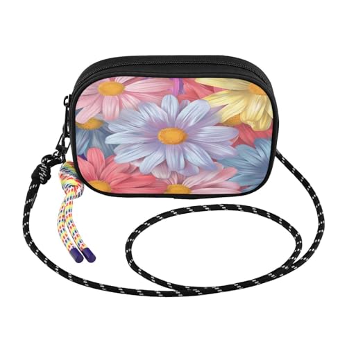 Women's Lightweight Crossbody Phone Purse with Adjustable Strap, Mini Nylon Wallet Bag for Essential Daily Carry, Hands-Free Travel Wallet for Cards Cash Keys, Daisy (2)