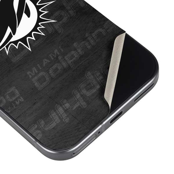 Skinit Decal Phone Skin Compatible with Google Pixel 9a - Officially Licensed NFL Miami Dolphins Black & White Design