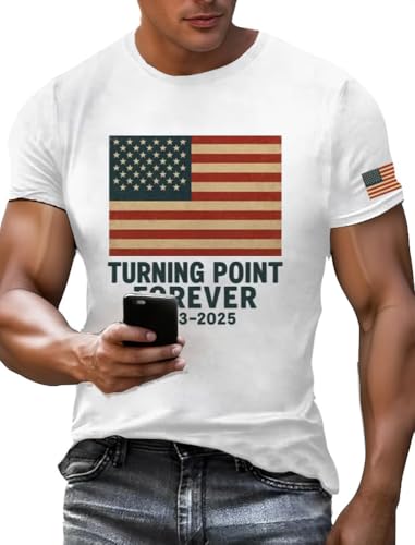 Men's Turning Point Forever 1993 2025 Print T-Shirt a True Patriot Shirt Freedom American Flag Print Shirts