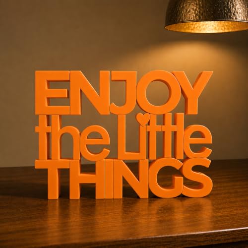 Image of Mad Masters Enjoy The Little Things Spiritual Desk Decor - Aesthetic Table, Shelf & Wall Showpiece for Home Office, Business. Vastu Friendly Gifting, Burnt Orange (20.3 x 14.5 x 2.5 cm)