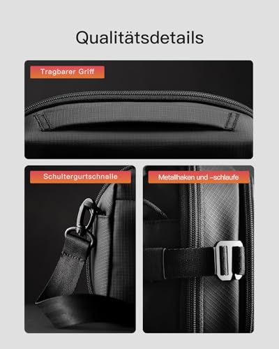 Inateck Kabel Organizer, Kabeltasche Reise Zubehör Tech Pouch, Kann als Handheld-Zubehörtasche/Umhängetasche, Schwarz