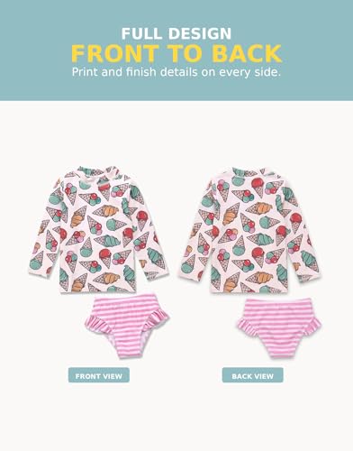 Image of VAENAIT BABY Girls Rash Guard Swimsuit UPF 50+ Long Sleeve Toddler Bathing Suit Ribbon Stawberry Floral Fruit for 2~8Years