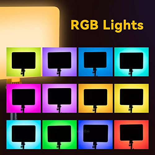 Image of GiftMax LED Video Soft Light Panel, for Studio Photography | Video Recording | Conference | YouTube,2700K-5700K CRI95+ | with Remote Control & 7ft Stand (16 inch RGB Camera Light Pack -2)