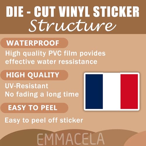 Image of (3PCS) France Flag stickers, Countries Flag Stickers - Waterproof Vinyl Decals For Laptops, Tumblers, Water Bottles, Books, Scrapbooks, Size 3 x 2 Inch