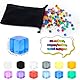 Sxutop 240 Stück 12 Farben Leere Acryl Würfel Blanko Würfel 8 mm DIY Bunten Würfel Blanko Acrylwürfel 6 Seitiger DIY Dice mit Kordelzugtasche für DIY Herstellen,Brettspiele,Partybevorzugung,Lernen