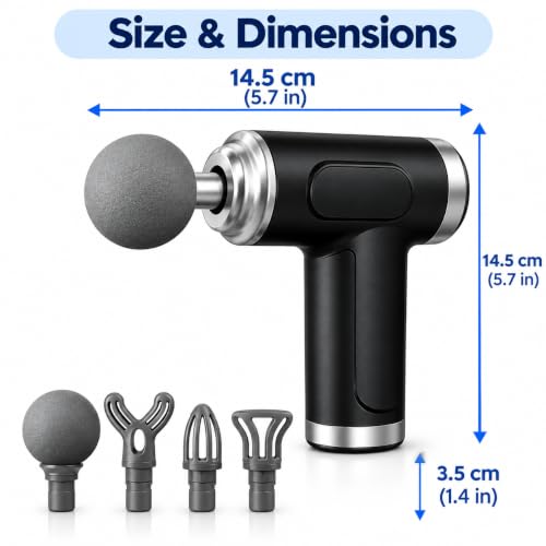 Image of ONESTA Percussion Massage Gun | Rechargeable Deep Tissue Body Massager 6 Speed Levels | 4 Interchangeable Heads | Cordless Muscle Massager for Full Body Pain Relief Men & Women (Multicolours)