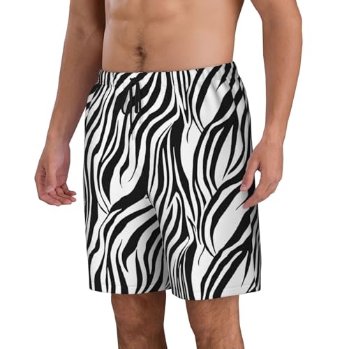 Men's Quick-Dry Swim Trunks Zebra Print Print Beach Shorts with Pockets & Drawstring Elastic Waistband2