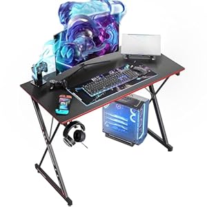 CubiCubi Gaming Desk 32 Inch PC Computer Desk, Home Office Desk Table Gamer Workstation, Simple Game Table, Black