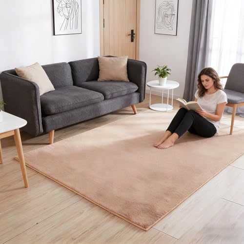 Tapis salon moderne chameau 90x90 pour salle à manger chaleureuse et design