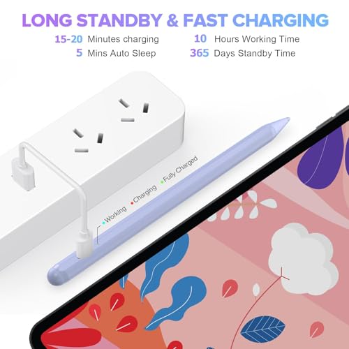 Image of JAMJAKE Stylus Pen for iPad 11th&10th Generation - 2X Fast Charge Active Pencil Compatible with 2018-2025 Apple iPad Pro 11 inch /12.9 inch /M4, iPad Air 3 /4 /5 /M2 /M3, iPad 6-11, iPad mini 5 /6 Gen - Purple