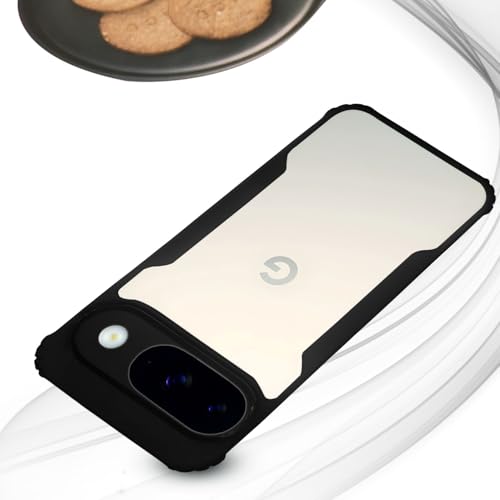 Image of AIBEX Crystal Clear Back Cover Case for Google Pixel 9 5G | 360 Degree Protection | Shock Proof Design | Transparent Back Cover Case (PC & TPU, Black Bumper)