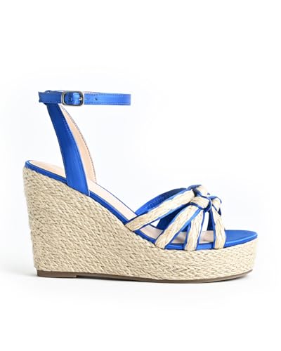 Open Toe Wedge Sandals for Women Espadrilles Platform Braided Strappy Sandals Comfortable Slip on High Heel Summer Wedges Sandals Dressy Shoes with Adjustable Ankle Strap2