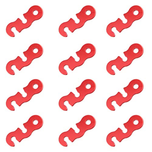 Azarxis Aluminum Alloy Paracord Tensioners Rope Adjuster, Ultralight Strong Tent Guyline Cord Adjuster Wind Rope Buckle (Red (Three-Hole Shape) - 12 Pack)