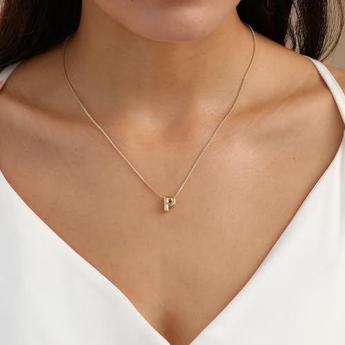 Image of Personalized Bubble Letter Initial Necklace, 14K Gold Plated, Dainty Pendant for Women, Trendy Gold Jewelry