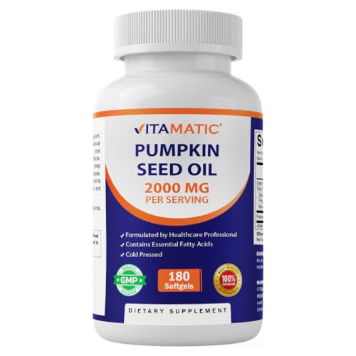 Vitamatic Pumpkin Seed Oil 2000mg Softgel Capsules 180 Softgels