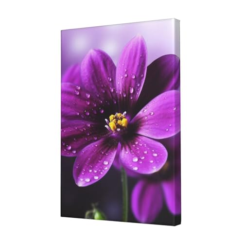 Toile murale suspendre fleurs violettes tableau deco 45x30