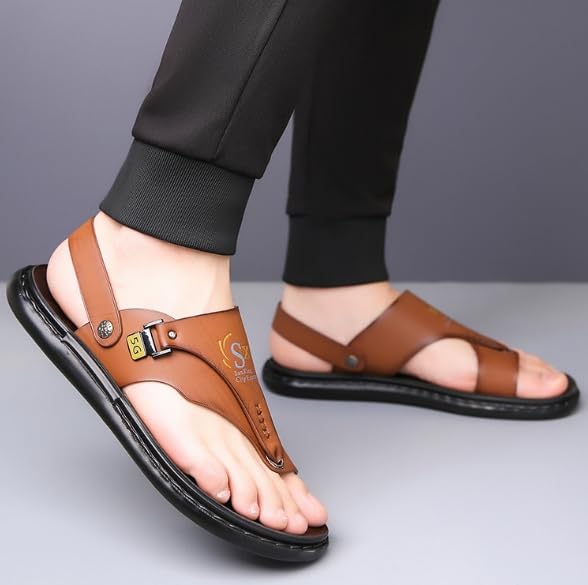 Summer Bunion Splints Mens Sandals - Men's Trendy Outdoor Flip Flops, Stylish PU Soft Non-Slip Flat Slippers4