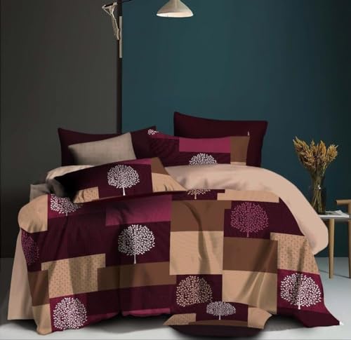 Image of Geo India Limited || Floral TC Cotton Blend Double Size Radium Bedsheet with 2 Pillow Covers (Printed Bedsheet - 06)