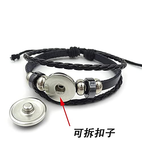Sharingan Eye Snap Bracelet Fashion Anime Kakashi Braided Leather Bracelet Uchiha Rinnegan Eyes Glass Jewelry Vintage Men Bangle (Metal Color: Style-13)4