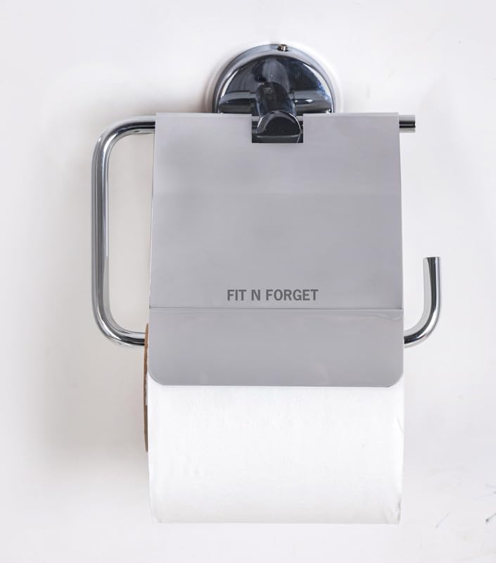 FIT N FORGET Premium 304 Grade Stainless Steel Toilet Paper Holder Tissue Roll Toilet Paper Roll Holder for Bathroom Wall-Mounted Bathroom Accessories(Chrome Finish) 1