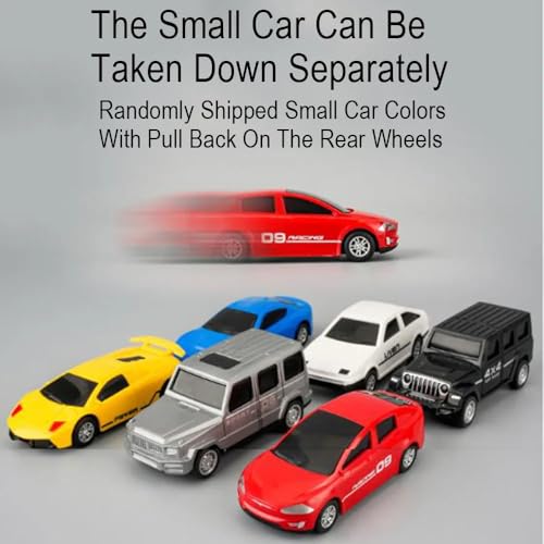 Image of Car Truck Toy 7-in-1 Transport Diecast Truck with Sounds Lights Pull Back