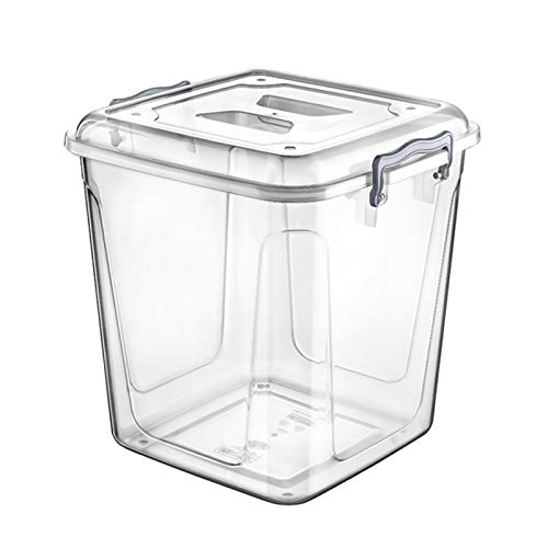 Clear Plastic Storage Box with Lid Kitchen Pantry Food Pasta Flour Cereal Stackable Container Tub (70 Litre)