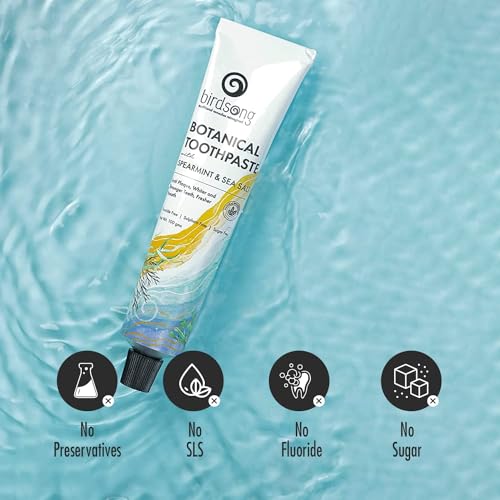 Image of Birdsong Herbal Botanical Toothpaste | Nano Hydroxyapatite | Fluoride Free SLS Free | Natural Remineralization and Teeth Whitening, Prevent Tooth Decay, Repair Enamel, Sensitive Teeth & Gum Care (300g)