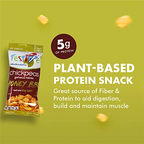 Image of Feel Festive 24 Bags 1-oz Honey BBQ Crunchy Roasted Chickpeas Protein Snack Pack - Healthy Garbanzo Beans - Non-GMO Vegan Gluten-Free Soy-Free Balanced Macro Nut Free - Individual Convenient Portions