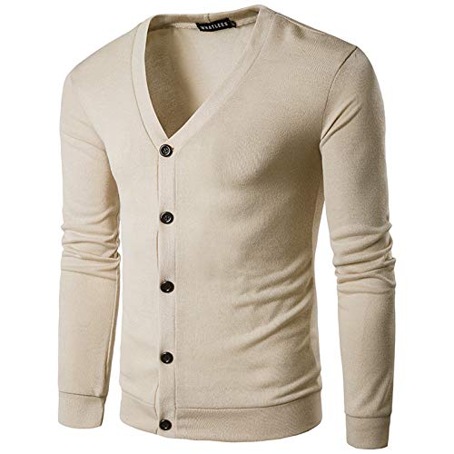 Men's Youth Casual Colorful V-neck Long Sleeve Sweater Button Closure Ribbed Hem Solid Color Formal Fall And Spring Tops