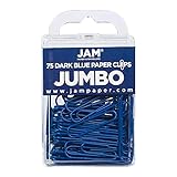 JAM Paper® Jumbo Paper Clips - Large 2 Inch Paperclips - Dark Blue - 75 Paper Clips per Pack