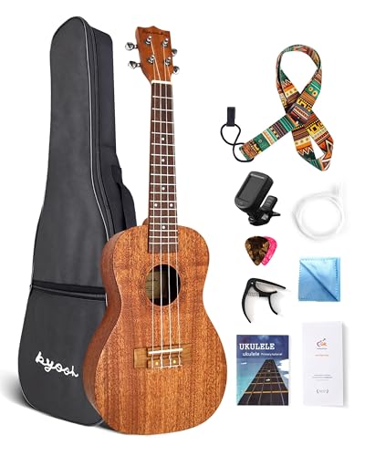 KYOOH - Ukelele de concierto profesional de caoba de 23 pulgadas para principiantes con lecciones en...